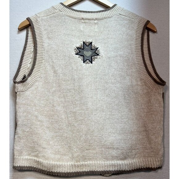 Christopher & Banks Women's Ramie Hand Embroidered Vest Size M Beige Geometric - Picture 2 of 12